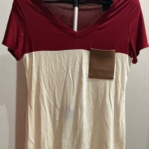 Stylish Deep Red and Cream Women's Top